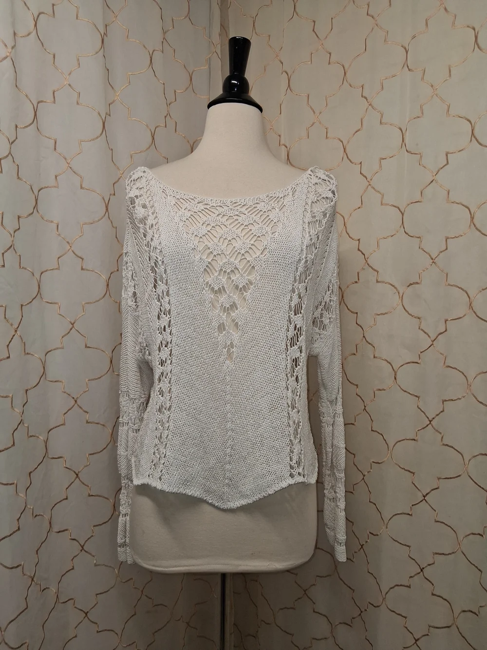 Zara Cream Open-Knit Crochet Top